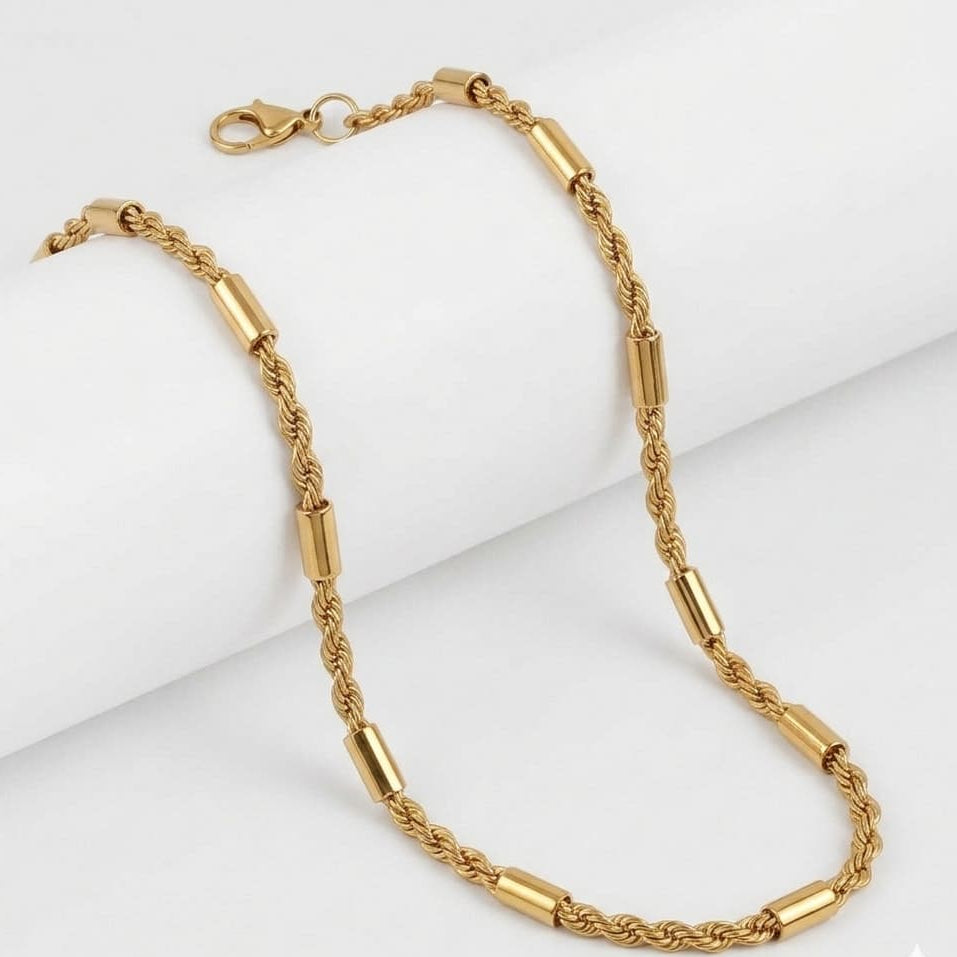 Gold Rope Chain for Men in Stainless Steel with Premium High Polish Finish