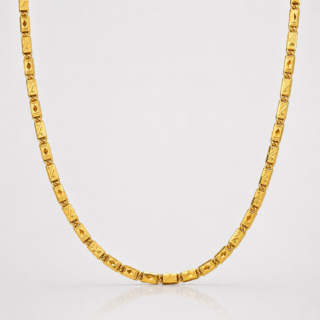 Men's Nawabi Biscuit Chain with premium micro gold plating and luxurious polished finish