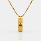 Front view of Om Pendant Dotted Design gold necklace