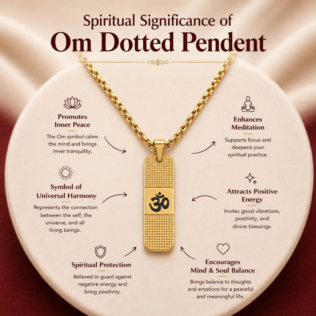 Elegant Om Pendant Dotted Design gold necklace for men