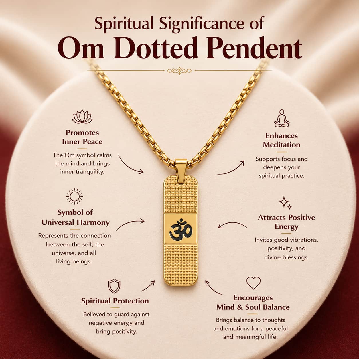 Elegant Om Pendant Dotted Design gold necklace for men