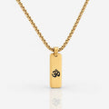 m Pendant Plain Design gold necklace front view with polished gold finish
