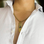 Men's Om Pendant Dotted Design gold necklace front view